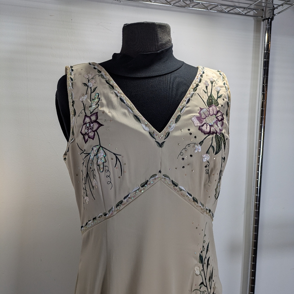 Vintage Spenser Jeremy Tan Embroidered Floral Special Occasions, Size M - Picture 4 of 14